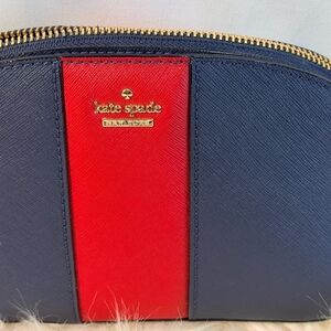 Kate spade navy and red stripe saffiano with gold chain
